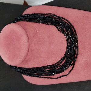 12 Strand black beaded necklace, 30 inch long (Sku 10)